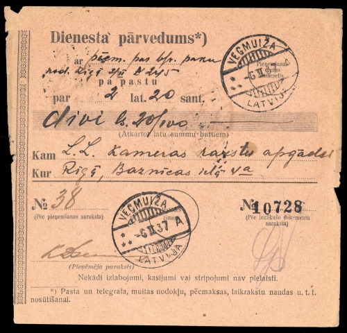 1937, Lettland, Brief