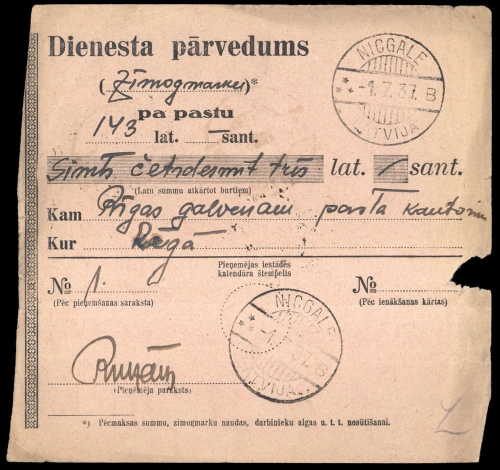 1937, Lettland, Brief