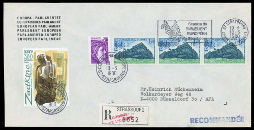 1980, Frankreich Dienstmarken für den Europarat, 24 (3) u.a., Brief