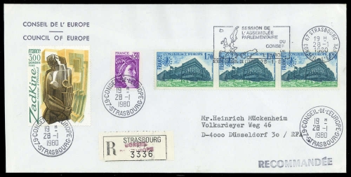 1980, Frankreich Dienstmarken für den Europarat, 24 (3) u.a., Brief
