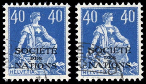 1922, Schweiz Völkerbund SDN, 8 PF 02 a+b, cto
