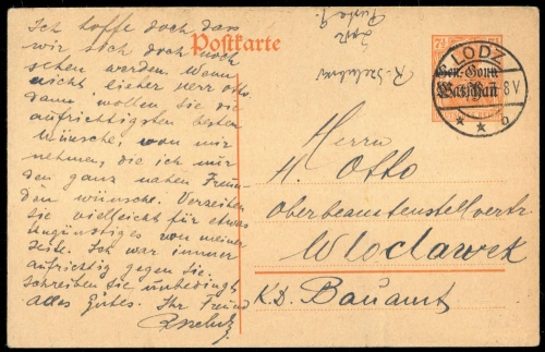 Deutsche Besetzung I. WK Polen, P 5, Brief