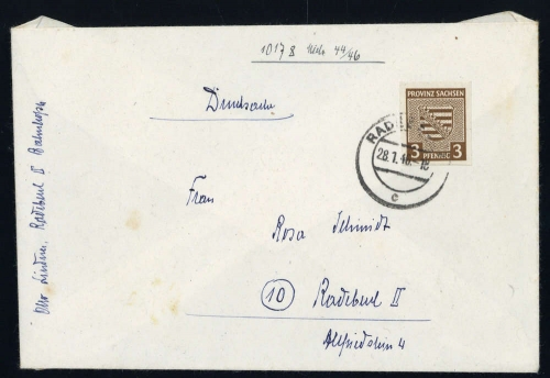 1945, SBZ Provinz Sachsen, 67 X, Brief