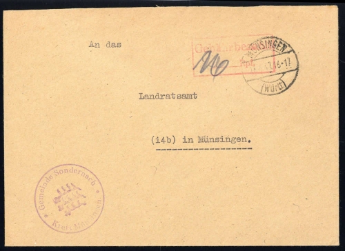 1947, Französische Zone Württemberg, Brief