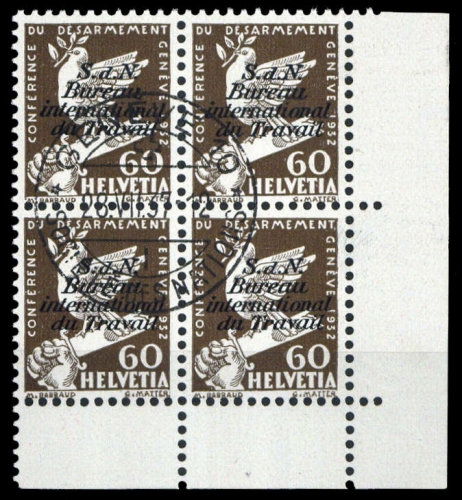 1932, Schweiz Internationale Arbeitsamt BIT, 36 Ecke, cto