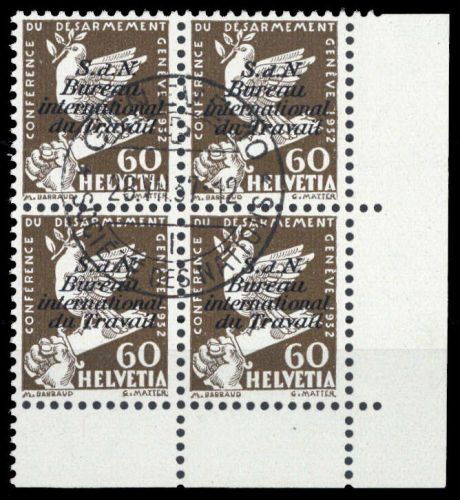 1932, Schweiz Internationale Arbeitsamt BIT, 36 Ecke, cto