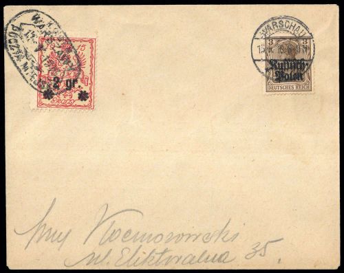 1916, Deutsche Besetzung I. WK Polen, 1, SP 9, Brief