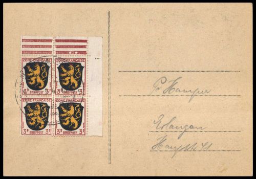 Französische Zone Allgemeine Ausgabe, 2 ER (4), Brief