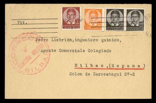 1937, Jugoslawien, 300 (2) u.a., Brief