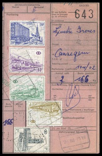 1971, Belgien Eisenbahnpaketmarken, 342 u.a., Brief