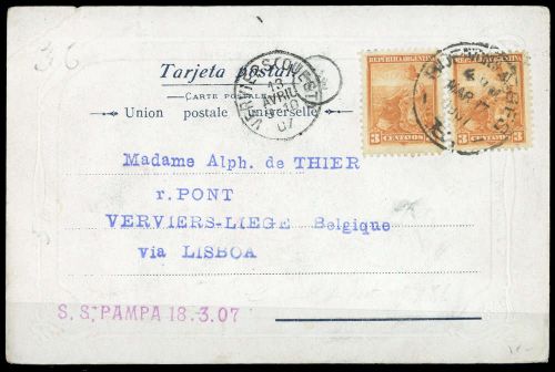 1907, Argentinien, 102 (2), Brief