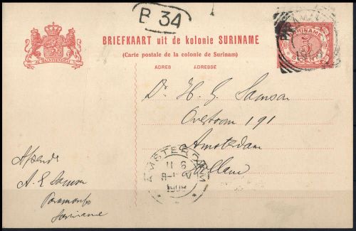 1908, Surinam, P 17, Brief