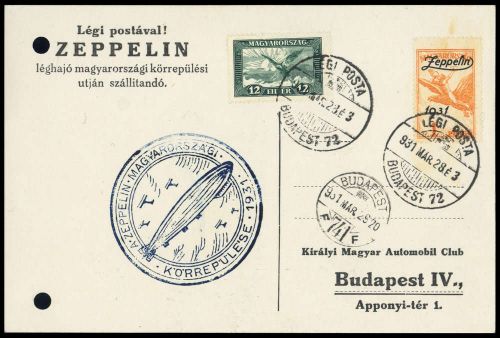 1931, Zeppelin,Zeppelinpost LZ 127,Ungarnfahrten, Si 102 Aa, Brief