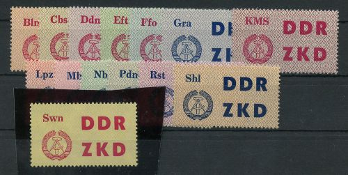 1963, DDR Verwaltungspost C Laufkontrollzettel ZKD, ex 1-15, **