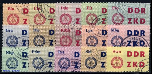1963, DDR Verwaltungspost C Laufkontrollzettel ZKD, 1-15, cto