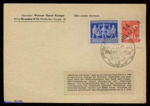 1948, SBZ Handstempel Bezirk 14, 168 II MiF, Brief