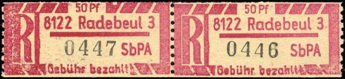 1967, DDR Einschreibemarken (SBPÄ), 1 Ax Nr, **