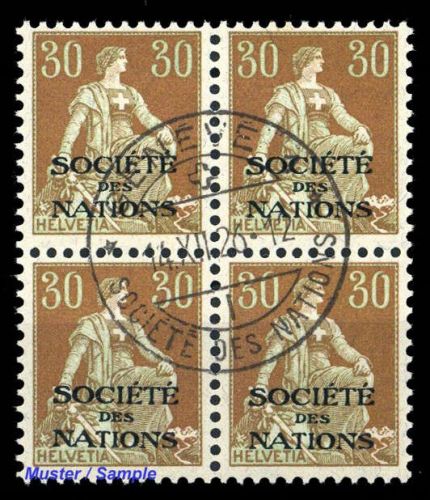 1922, Schweiz Völkerbund SDN, 6 x (4), cto