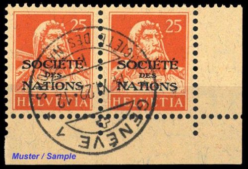 1922, Schweiz Völkerbund SDN, 4 x (2), cto