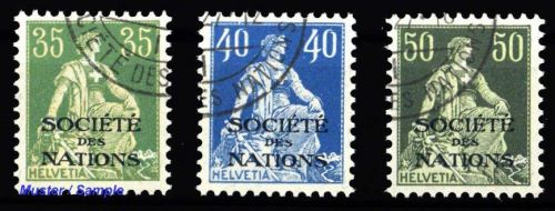 1922, Schweiz Völkerbund SDN, 7-9 x, cto