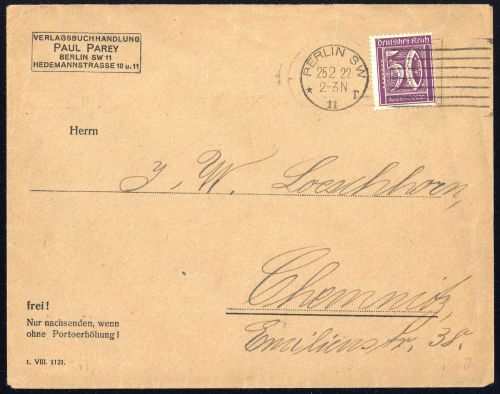 1922, Deutsches Reich, 183 Lo, Brief