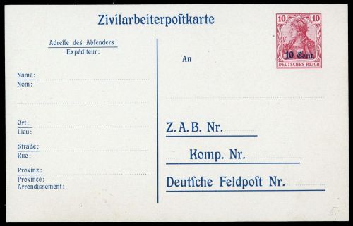 1918, Deutsche Besetzung I. WK Etappengebiet West, P 9, Brief