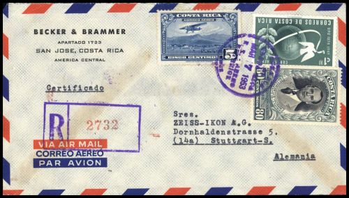 1950, Costa Rica, 451 u.a, Brief