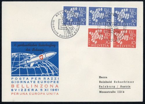 1961, Luftfahrt,Raketenpost,allgemein, 736-37, Brief