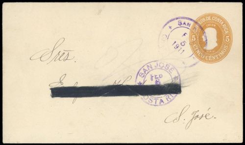 1907, Costa Rica, U 7, Brief