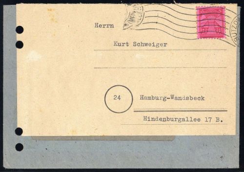 1945, SBZ Mecklenburg Vorpommern, 19 y, Brief