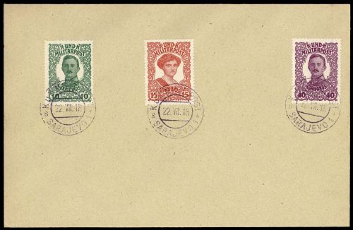 1918, Österreich Feldpost Allgemeine Ausgaben, 73-75, Brief
