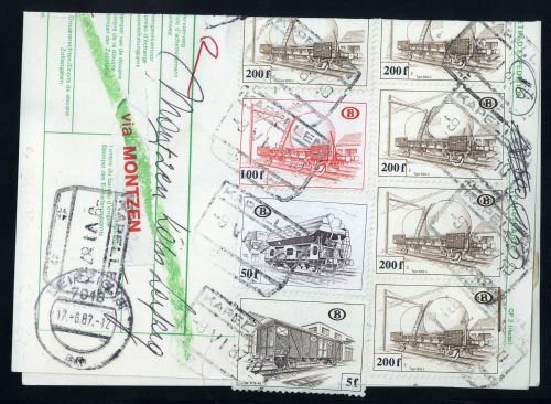 1980, Belgien Eisenbahnpaketmarken, 376 (5) u.a, Brief