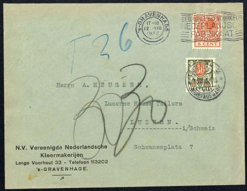 1932, Schweiz, P 47 x u.a., Brief