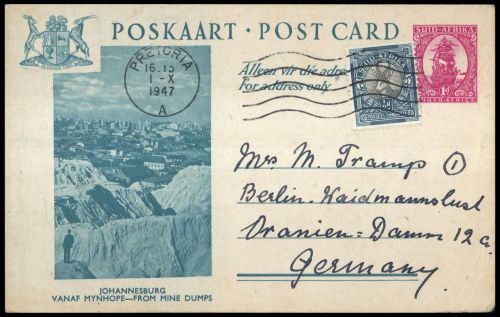 1943, Südafrika, P 24 d/10, Brief