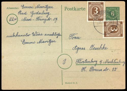 1945, SBZ Mecklenburg Vorpommern, P 6 u.a., Brief