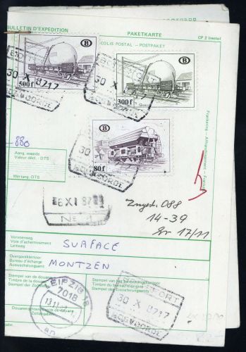 1980, Belgien Eisenbahnpaketmarken, 377 u.a, Brief