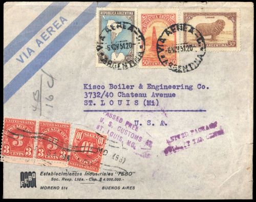 1951, Argentinien, 583 x u.a., Brief