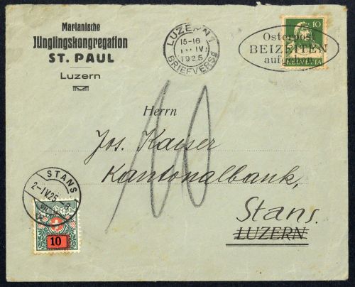 1925, Schweiz, P 40 u.a, Brief