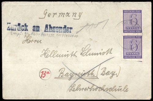 1945, SBZ Westsachsen, 117 X (2), Brief