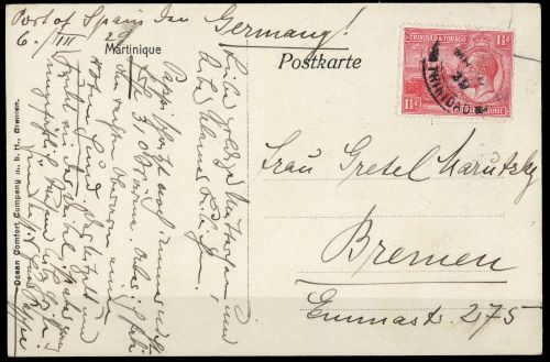 1922, Trinidad und Tobago, 106, Brief
