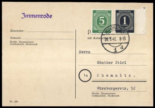 SBZ Thüringen, Brief