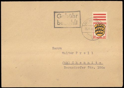 1946, Französische Zone Allgemeine Ausgabe, 8 OR , Brief