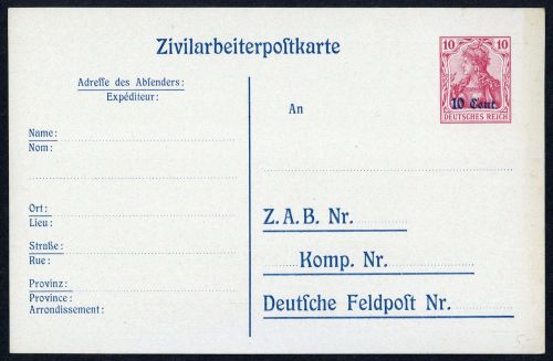 1918, Deutsche Besetzung I. WK Etappengebiet West, P 9, Brief