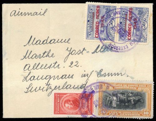 1943, Costa Rica, 306, 375 u.a, Brief
