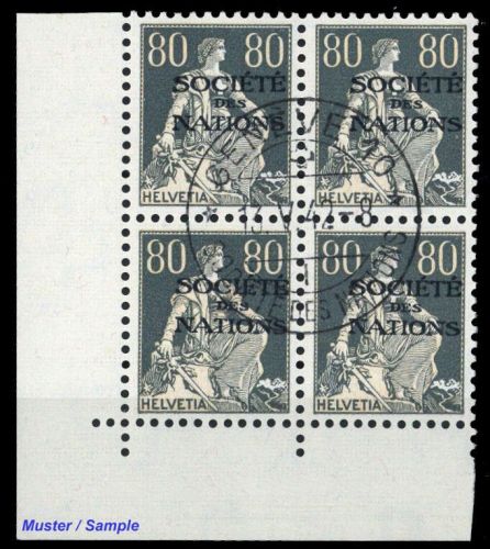 1922, Schweiz Völkerbund SDN, 11 z Eck, cto
