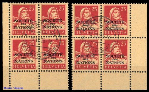 1922, Schweiz Völkerbund SDN, 5 Ecke, cto