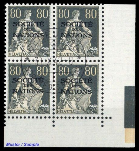 1922, Schweiz Völkerbund SDN, 11 z Eck, cto