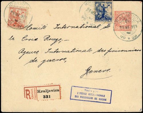 1912, Jugoslawien Volksrepublik Kroatien, 91 A, 93 A u.a., Brief