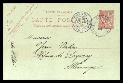 1903, Französische Post in der Levante, P 1 II, Brief