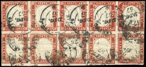 1855, Italien Staaten Sardinien, 13 (10), gest.